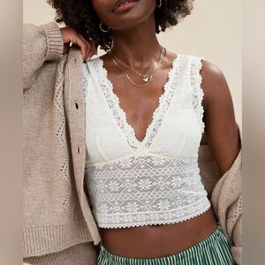 Aerie Lace Trim White Bralette